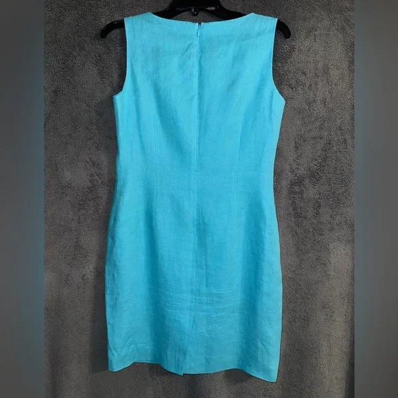 Talbots Blue Irish Linen Sleeveless Mini Dress Size 6P - Picture 5 of 8